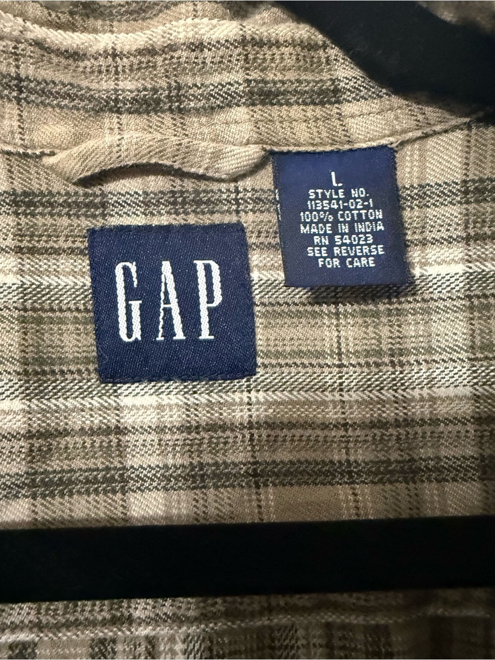 Vintage 90s GAP Plaid Flannel Shirt Men's Large Brown Earth Tone Grunge May 1999 - Picture 2 of 3